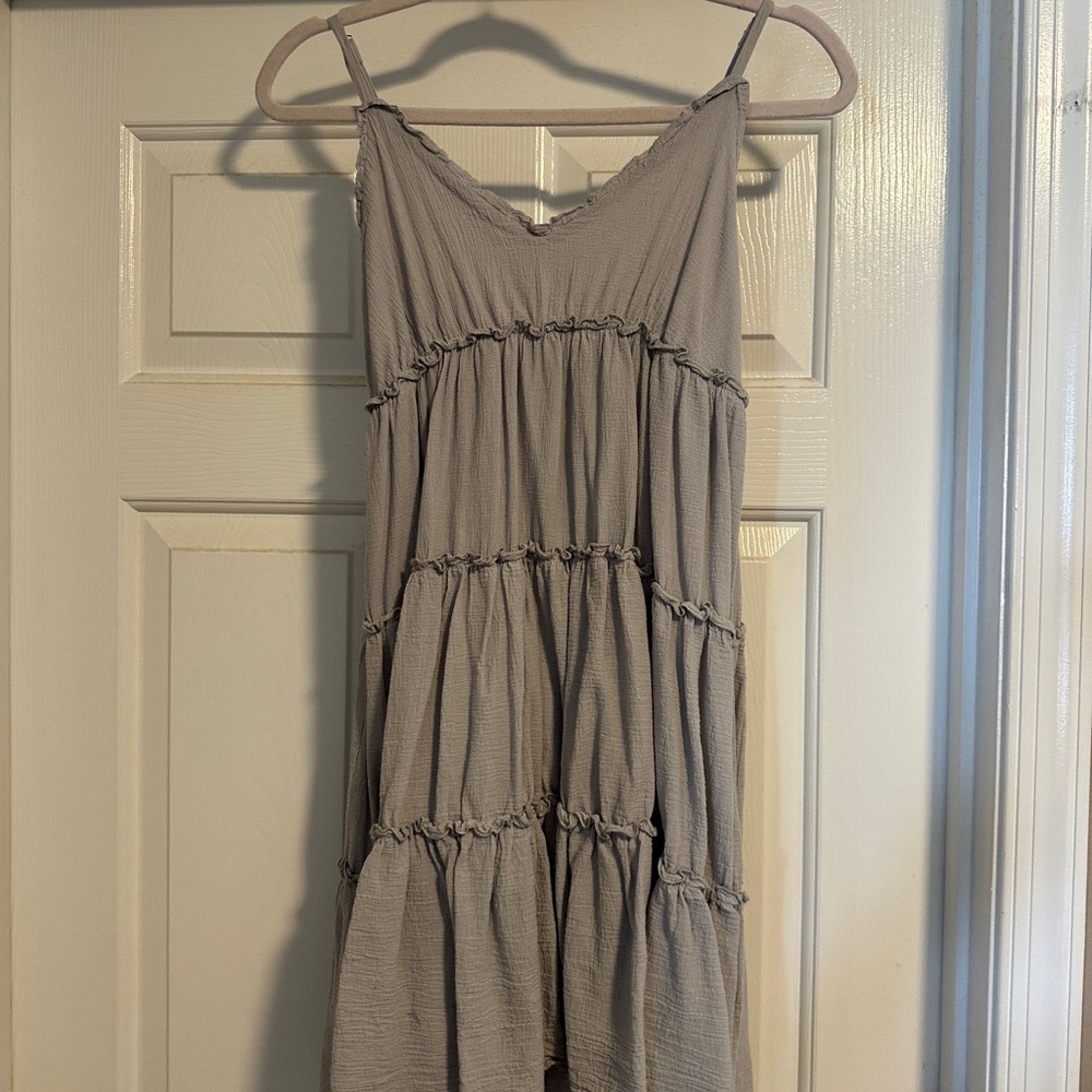 Gray Tiered Spaghetti Strap Dress